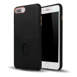 iPhone 8 Plus / 7 Plus Pro Card Slot Armor PU Leather Case (Black)
